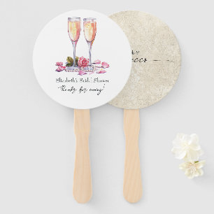 Leque Elegantes Pétalas, Pérolas e Prosecco Chá de Noiva