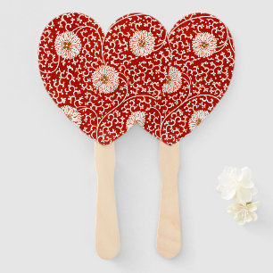 Leque Enfeite Chinês Owen Jones Floral Vermelho Branco
