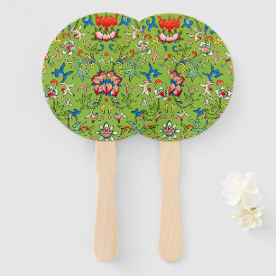 Leque Enfeite Chinês Vintage Owen Jones Floral Verde