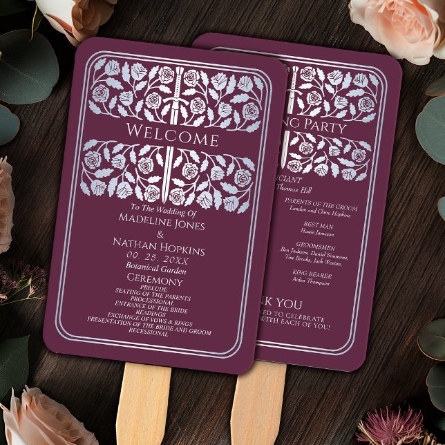 Leque Espada de Prata Medieval Rosa Programa de Casament (Criador carregado)