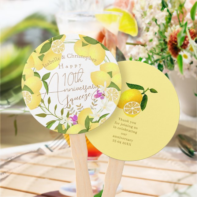 Leque Espremedor de Limão Branco (10th Wedding Anniversary Thank You hand Fan)