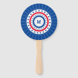 Leque Estrelas em vermelho, branco e azul com monograma