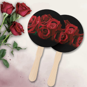 Leque Eterno Rosa vermelha White Black Elegance