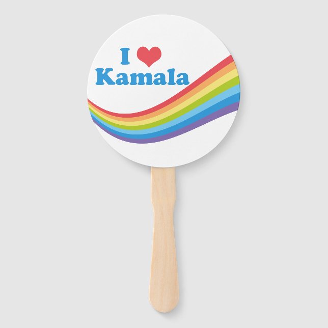 Leque Eu Amo Kamala Cute Election Rainbow (Frente)