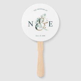 Leque Eucalyptus Ampersand Dourado Programa de Casamento