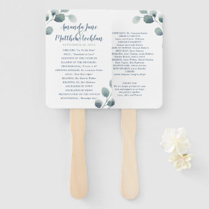 Leque Eucalyptus Greenery Watercolor Foliage Dusty Blue