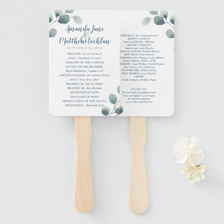 Leque Eucalyptus Greenery Watercolor Foliage Dusty Blue