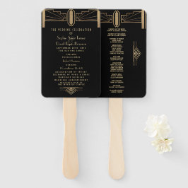 Leque Excelente Gatsby Art Deco Wedding Program de Glam
