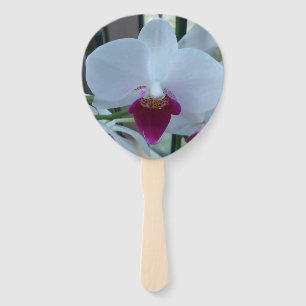 Leque Fã com a orquídea branca e roxa