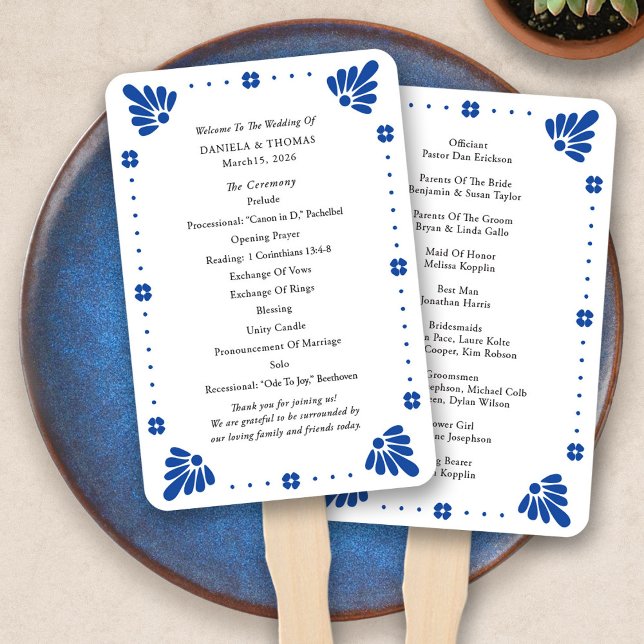 Leque Fã do Programa Casamento Mexicano Talavera (Talavera Mexican Wedding Program Fan by Fiesta Valley Print)