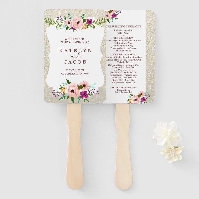 Leque Fab Dourado Floral  do Ventilador do Programa Casa (Frente e Verso)