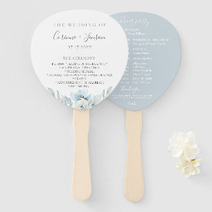 Leque Fãs de Mão do Programa de Casamento Floral Azul 