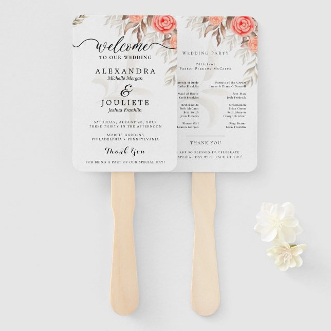 Leque Fãs do Programa de Casamento Moderno com Foto (Frente e Verso)