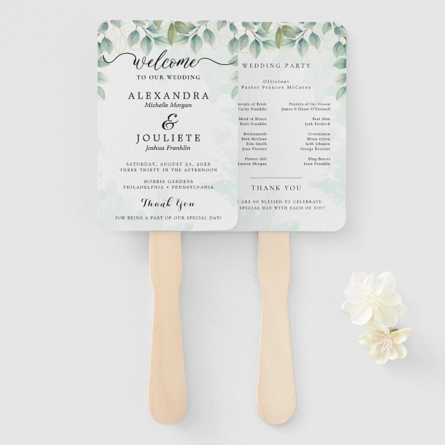 Leque Fãs do Programa de Casamento Moderno com Foto (Frente e Verso)