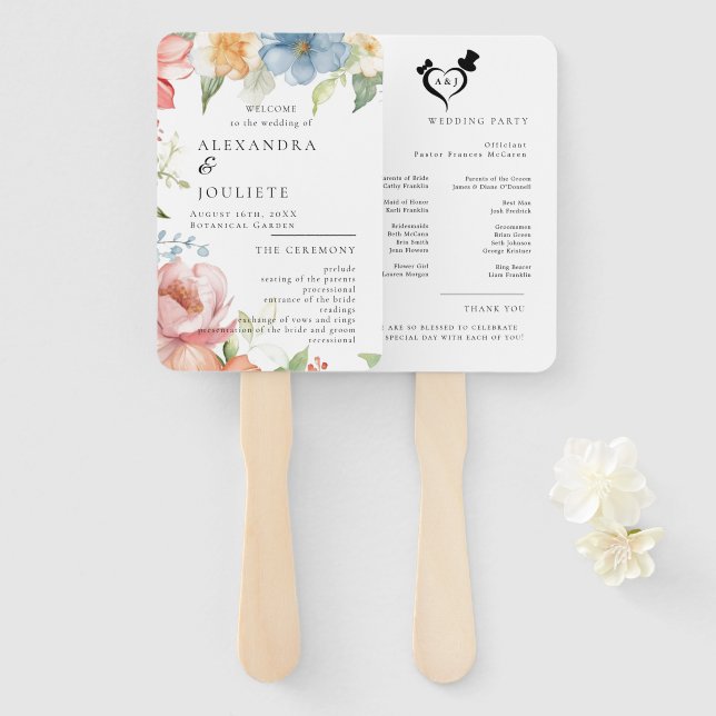 Leque Fãs do Programa de Casamento Moderno com Foto (Frente e Verso)