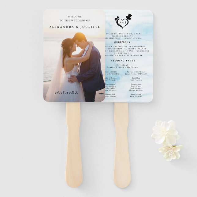 Leque Fãs do Programa de Casamento Moderno com Foto (Frente e Verso)