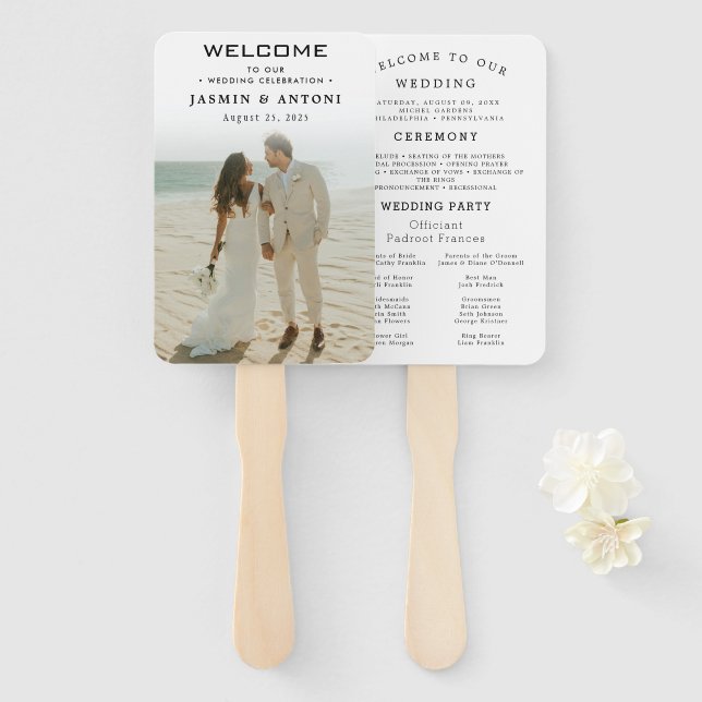 Leque Fãs do Programa de Casamento Moderno com Foto (Frente e Verso)