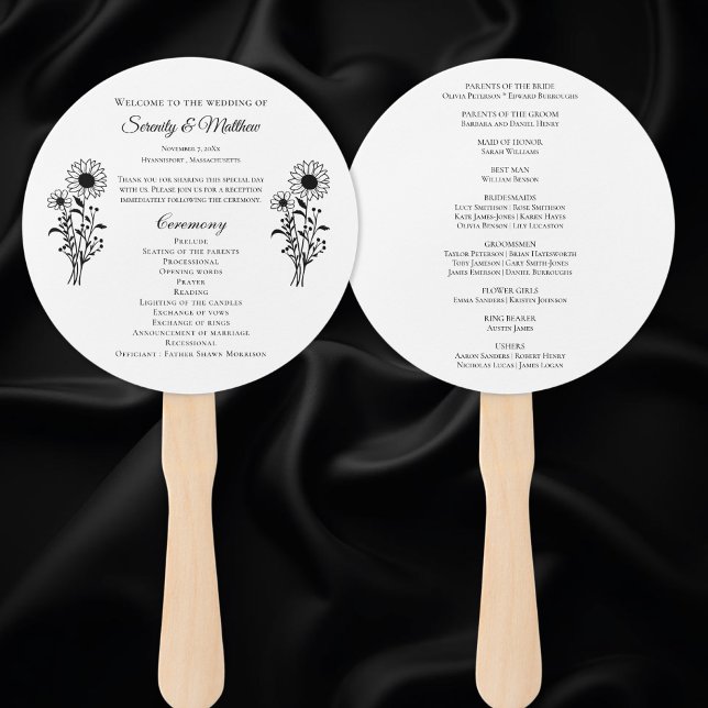 Leque Fãs do Programa de Casamento Rustic Floral Sunflow (Criador carregado)