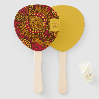 Leque Fãs Douradas de Mão Floral Africano Ankara