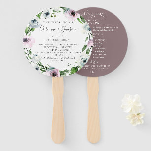 Leque Fãs florais malva da mão do programa do casament