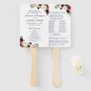Leque Fãs rústicos do programa do casamento da flor de