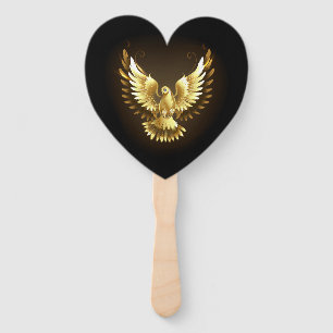 Leque Faux Gold Foil Peace Dove em Preto