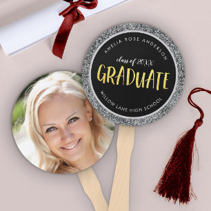 Leque Faux Prata Brilho Graduado Foto Graduação
