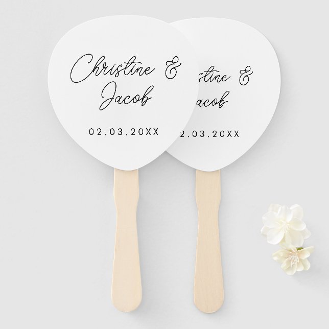 Leque favor de casamento simples elegante moderno festa  (Frente e Verso)