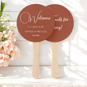 Leque Favor do Casamento Brown White Terracotta Fans