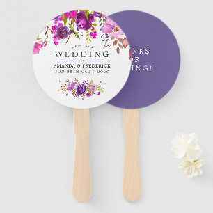 Leque Favor do Casamento Floral Roxo e Violeta