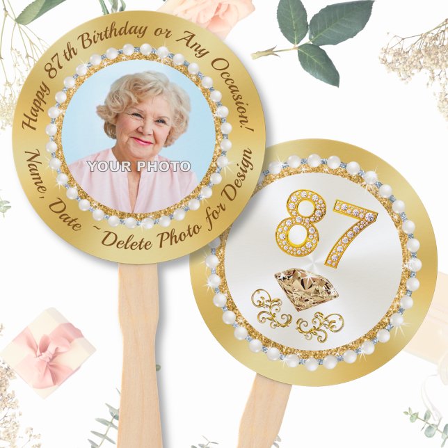 Leque Feliz 87ª Ideias Festas de aniversário. Ventilador (87th Birthday Ideas for mom, grandmother and friend. Birthday party ideas for 87 year old. )