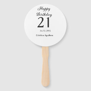 Leque Feliz aniversário de 21 anos letra negrito simples