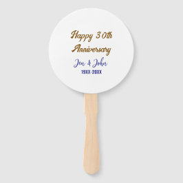 Leque Feliz aniversário de 30 casamento ouro azul real