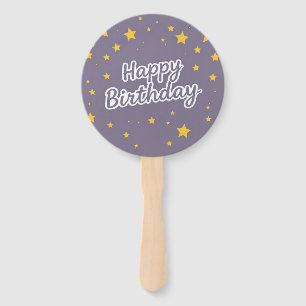 Leque Feliz aniversário, Douradas estrelas de azul