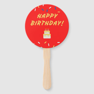 Leque Feliz aniversário em vermelho