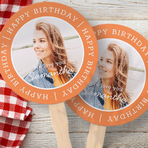 Leque Feliz Aniversário - Foto personalizada simples de