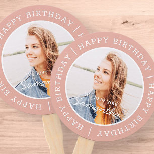 Leque Feliz Aniversário - Foto personalizada simples de