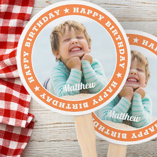 Leque Feliz Aniversário Foto Personalizada Simples e Mod