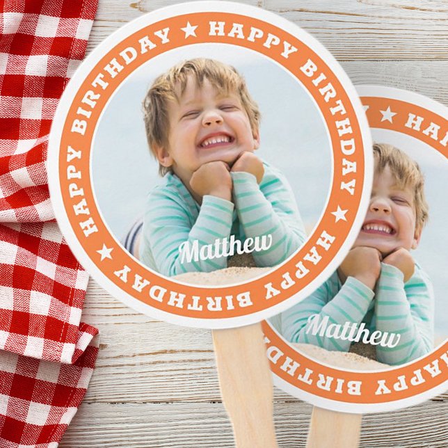 Leque Feliz Aniversário Foto Personalizada Simples e Mod (Criador carregado)