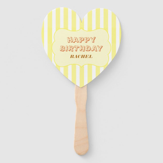 Leque Feliz Aniversário Personalizado com Faixa Amarela (Frente)