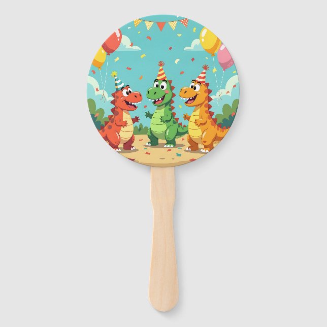 Leque Feliz aniversário tema dinossauros (Frente)