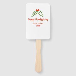 Leque Feliz Dia de Ação de Graças verde folhas cereja