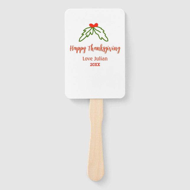 Leque Feliz Dia de Ação de Graças verde folhas cereja (Frente)