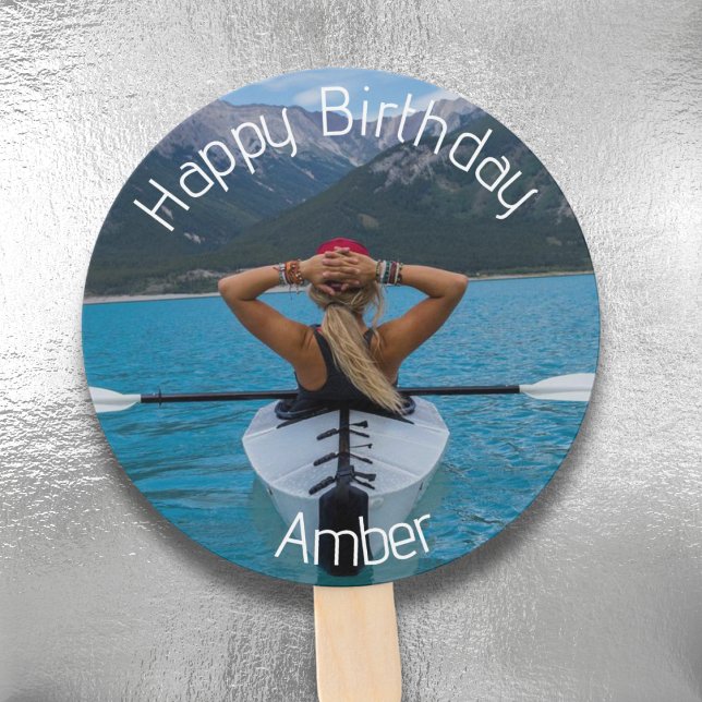 Leque Feliz Foto de Aniversário (Personalized Circle Photo Birthday Hand Fan)