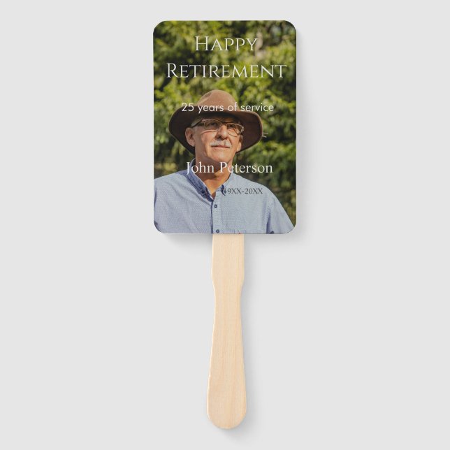 Leque Feliz foto de aposentadoria nome ano anos de servi (Frente)