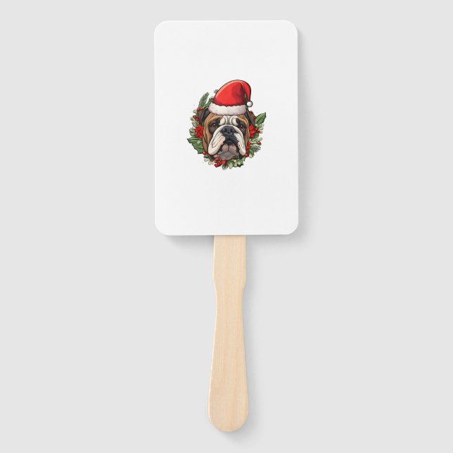 Leque Feliz Natal Inglês Buldogue (Frente)