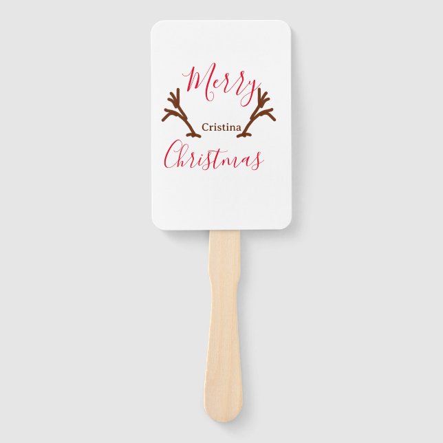 Leque Feliz Natal, marrom-rena-chifre, feriado (Frente)