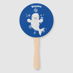 Leque Figura de desenho animado de bolhas de baleia belu