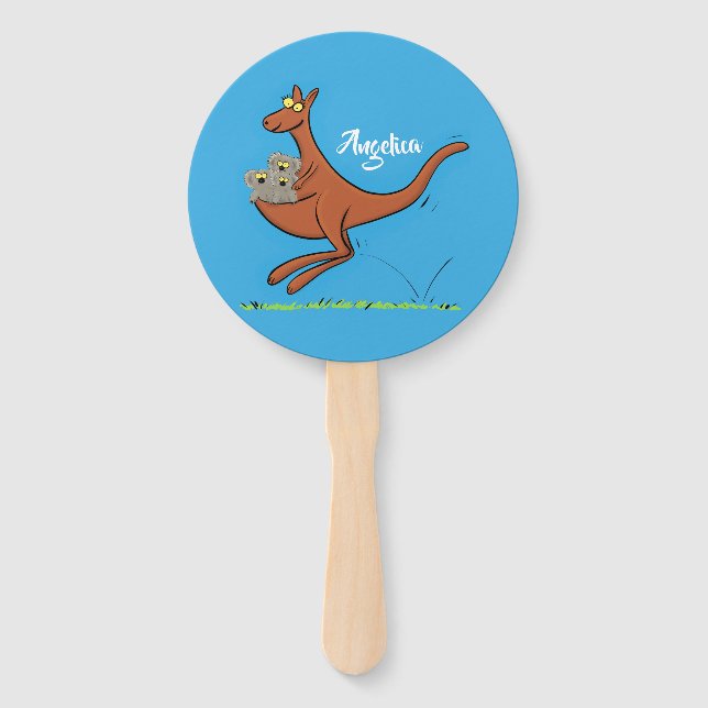 Leque Figura de desenho animado de canguru e koalas (Frente)