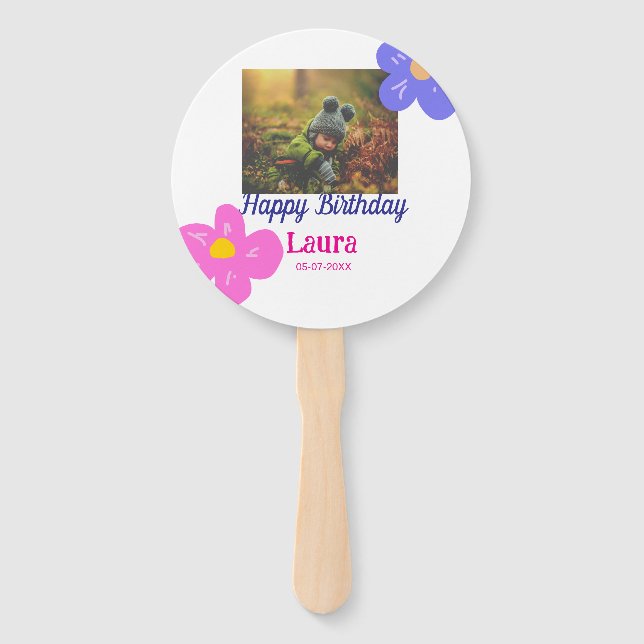 Leque Filhos bebês primeiro aniversario adicionar nome d (Frente)